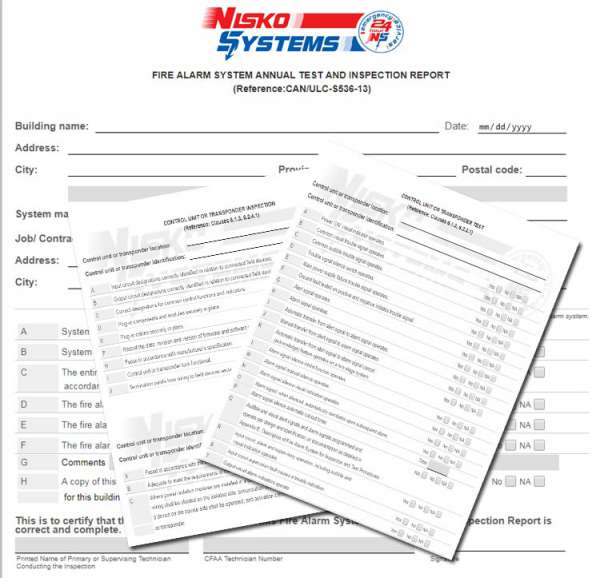 STANDARD - FIRE ALARM INSPECTION REPORT/Forms