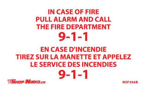 EN/FR In Case Of Fire Pull Alarm Sticker