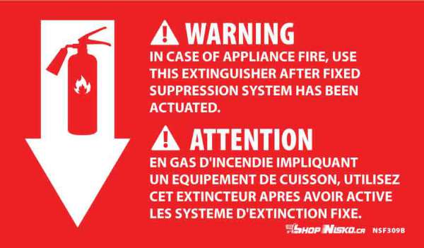 FR/ENG Kitchen Emergency Procedure Sticker - NSF309B 