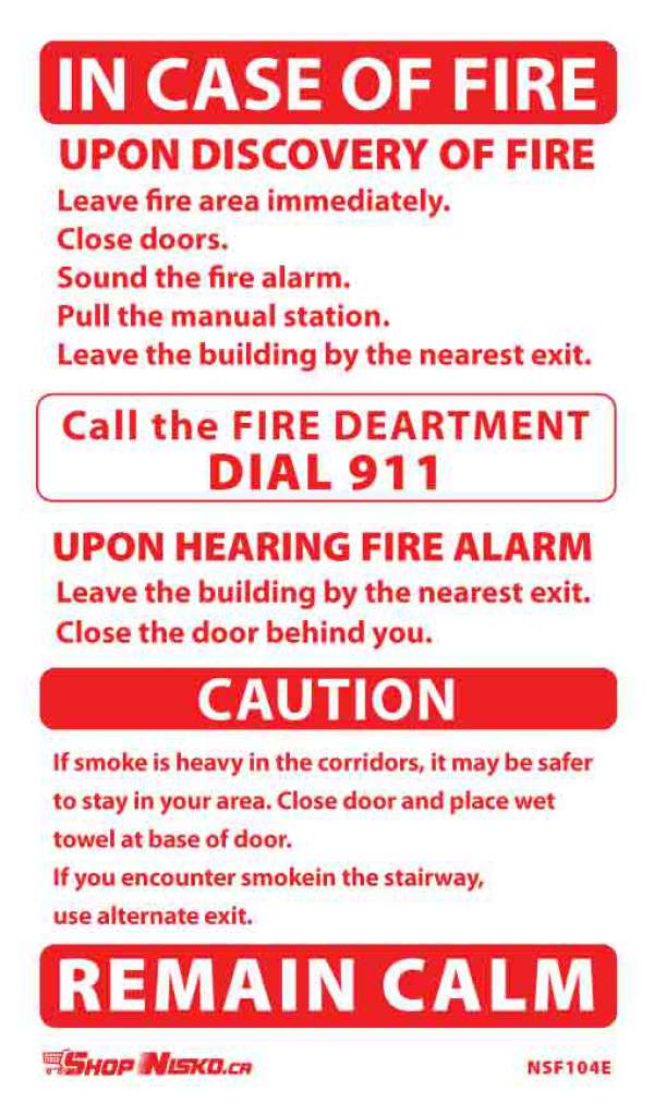 Single-Stage Alarm Sticker, No Elev, Ext. Caut - NSF104E