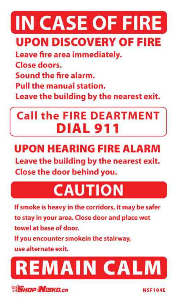 Single-Stage Alarm Sticker, No Elev, Ext. Caut - NSF104E