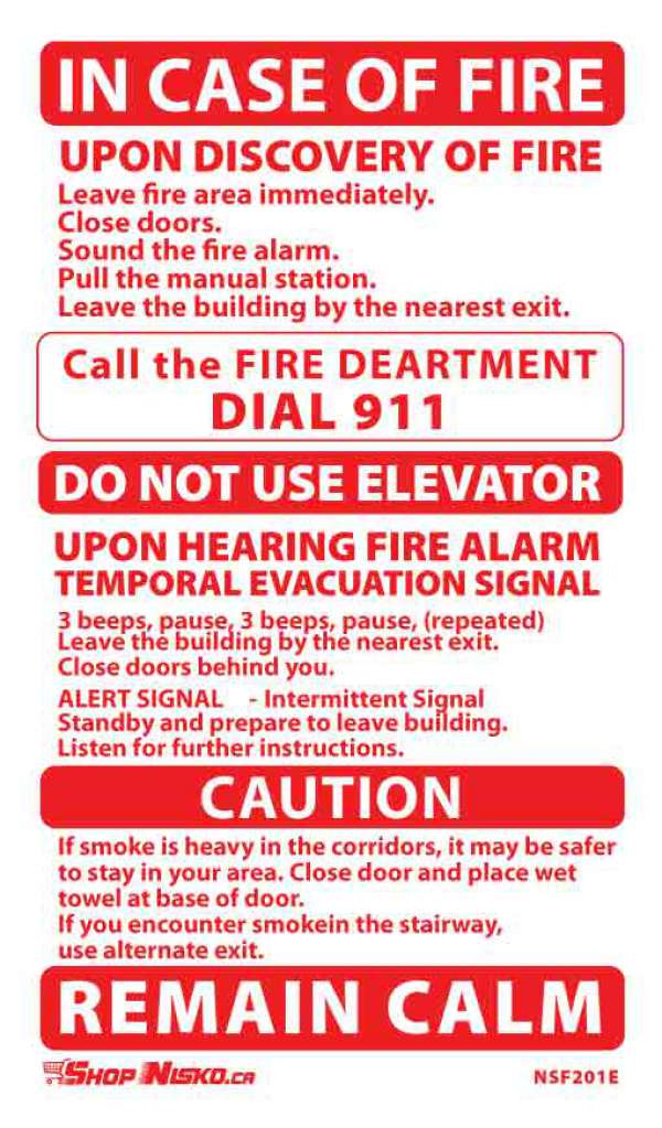 Two-Stage Alarm Sticker, Elev, Ext. Caut