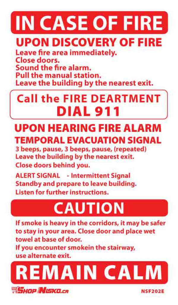 Two-Stage Alarm Sticker, No Elev, Ext. Caut