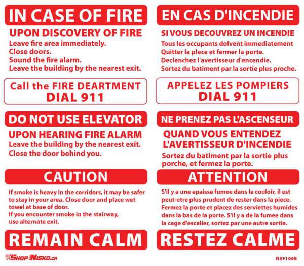 Bilingual Single-Stage Alarm Sticker, Elev, Alt. Exit - NSF106B