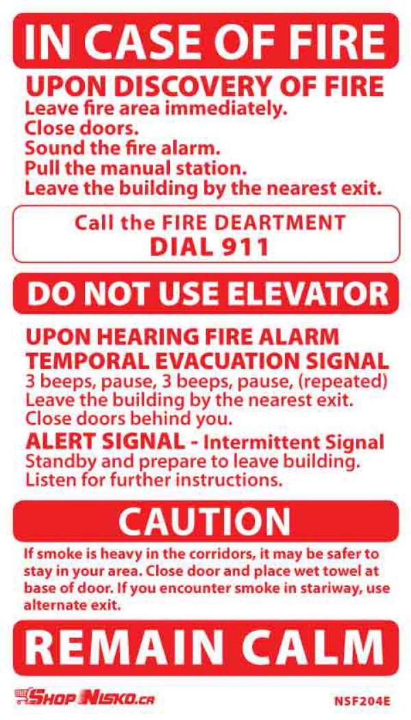 Two-Stage Alarm Sticker, Elev, Ext. Caut