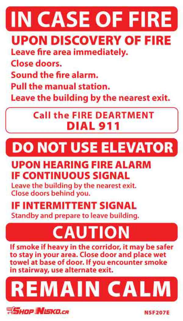 Two-Stage Alarm Sticker, Elev, Ext. Caut