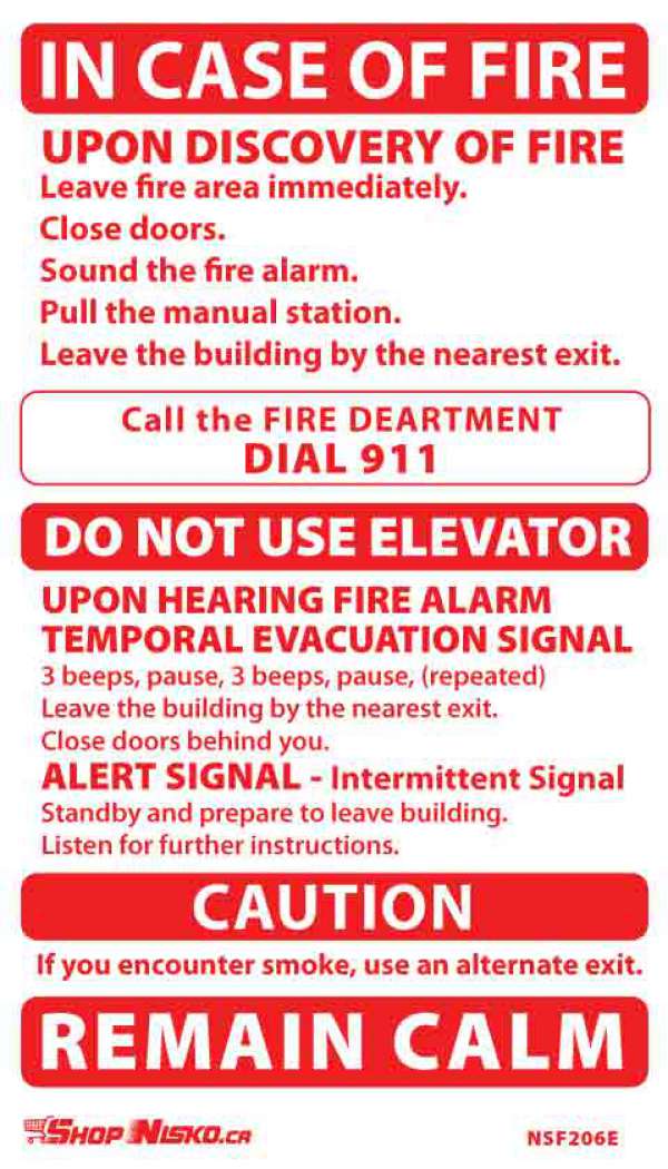 Two-Stage Alarm Sticker, Elev, Alt. Exit